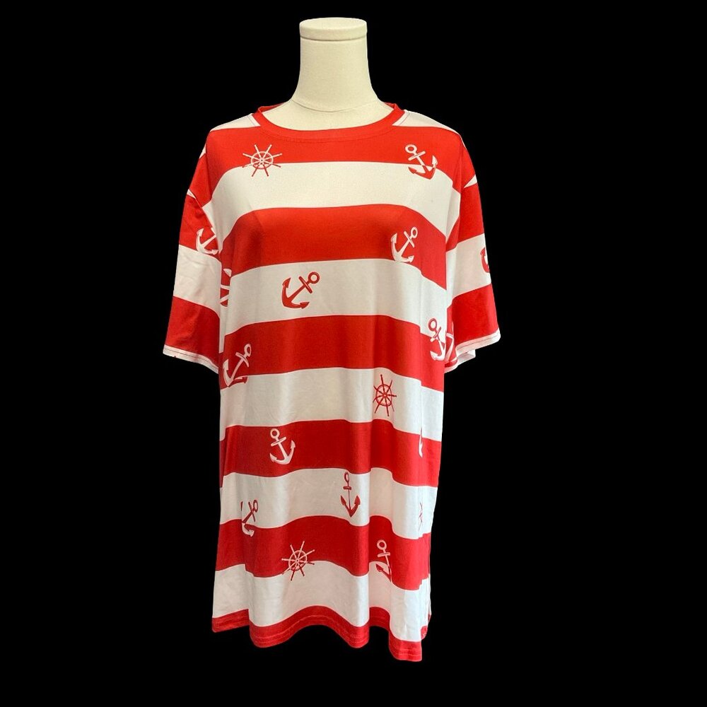 👗5/$25 - Red/White Striped Tee w/ Nautical Graphics